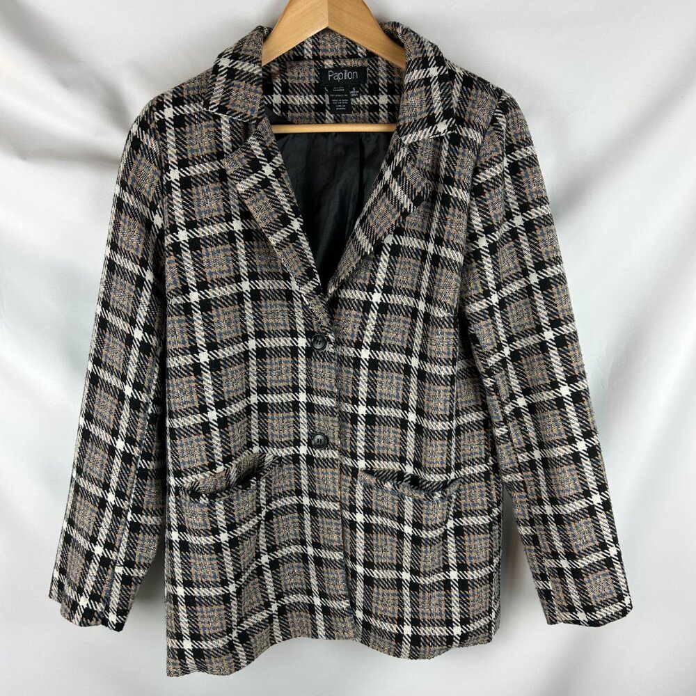 Papillon Boutique Plaid Patterned Women's Blazer Jacket S